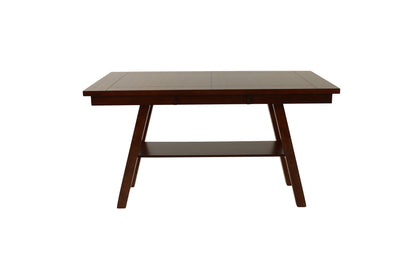 Dining Table Shelf Counter Height Rubber Wood Dark Walnut