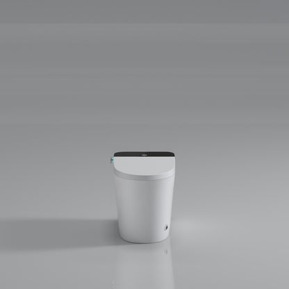 Intelligent Bidet Toilet with Automatic Seat, Foot Sensor Control, LED Display, Night Light, Warm Water & Dryer - Modern Porcelain Design in White