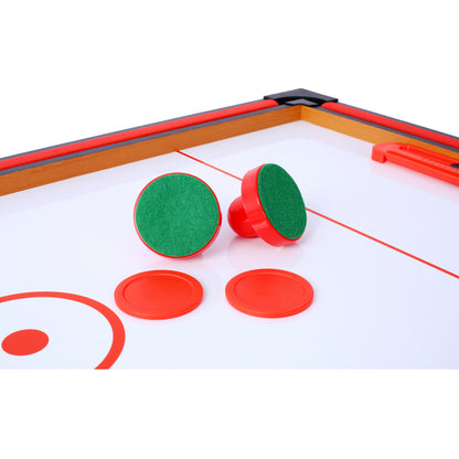 5-in-1 Game Table: Billiards, Ping Pong, Foosball, Basketball, Push Hockey; 43x24x32 in MDF+Steel Brown/Red