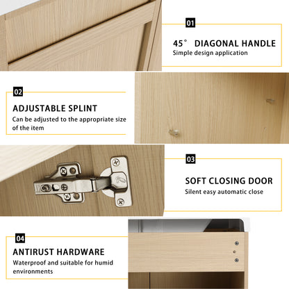 60-Inch Modern Freestanding Bathroom Vanity with Double Resin Sink & Soft-Close Doors