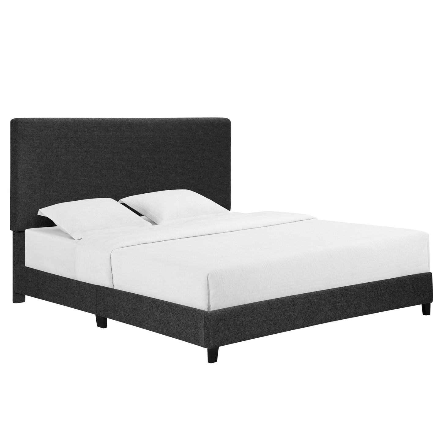 King Size Charcoal Grey Upholstered Platform Bed by Bridgevine Home