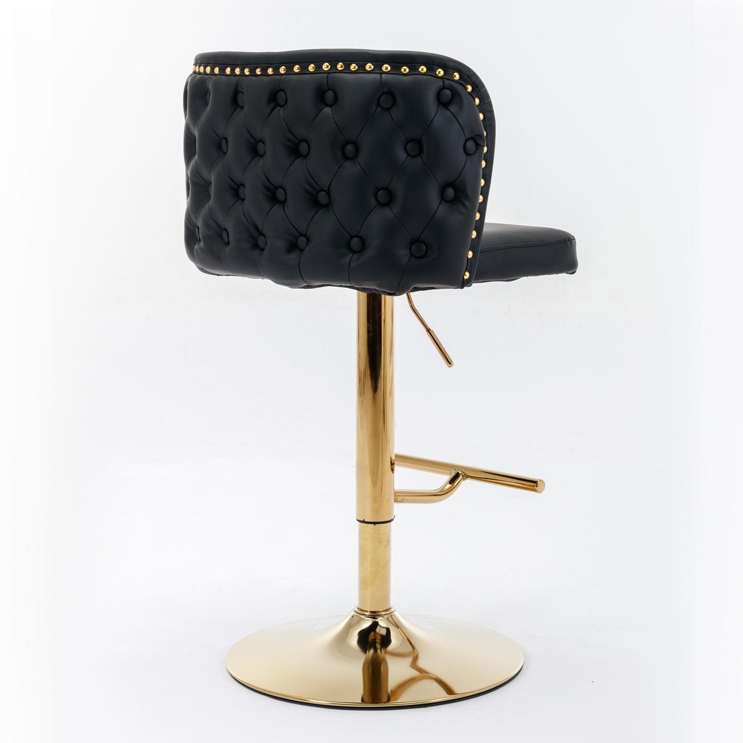 Set of 2 Adjustable Swivel Bar Stools with PU Upholstery and Full Back, Counter Height, Kitchen, Black