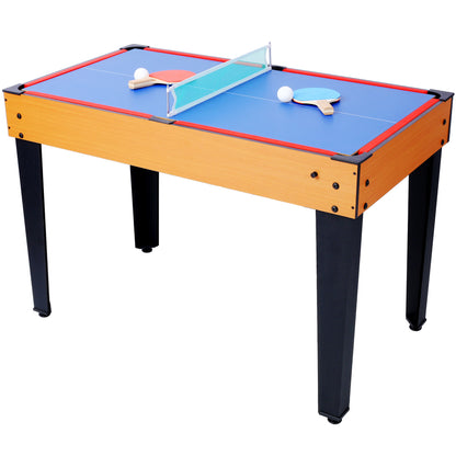 5-in-1 Game Table: Billiards, Ping Pong, Foosball, Basketball, Push Hockey; 43x24x32 in MDF+Steel Brown/Red
