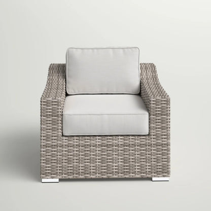 Modern Outdoor Patio Chair With Cushions In Wicker, 33x33x26 Inches, Foam Filled, Garden Seating Grey Mix