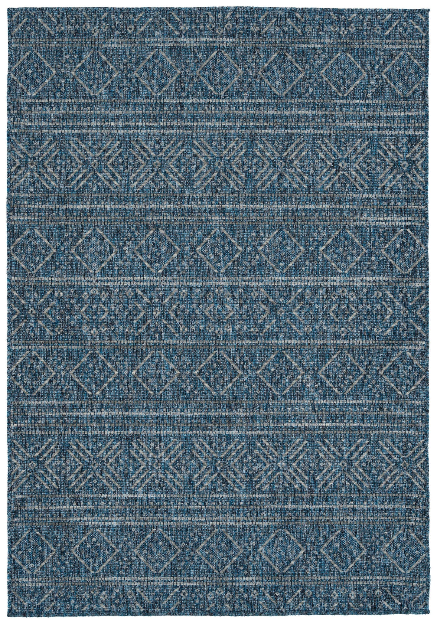 2' x 3' Rectangle Throw Rug, Polypropylene, Modern Transitional Geometric Southwestern Indoor, Blue