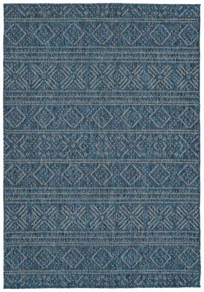 2' x 3' Rectangle Throw Rug, Polypropylene, Modern Transitional Geometric Southwestern Indoor, Blue