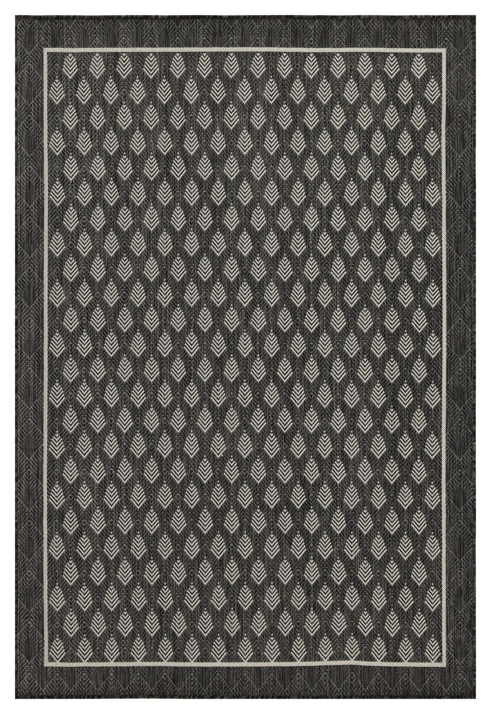 Indoor/Outdoor Area Rug, Flatweave, 2 ft 7 in x 7 ft 3 in, PP Yarn, Durable Easy-Clean Anthracite