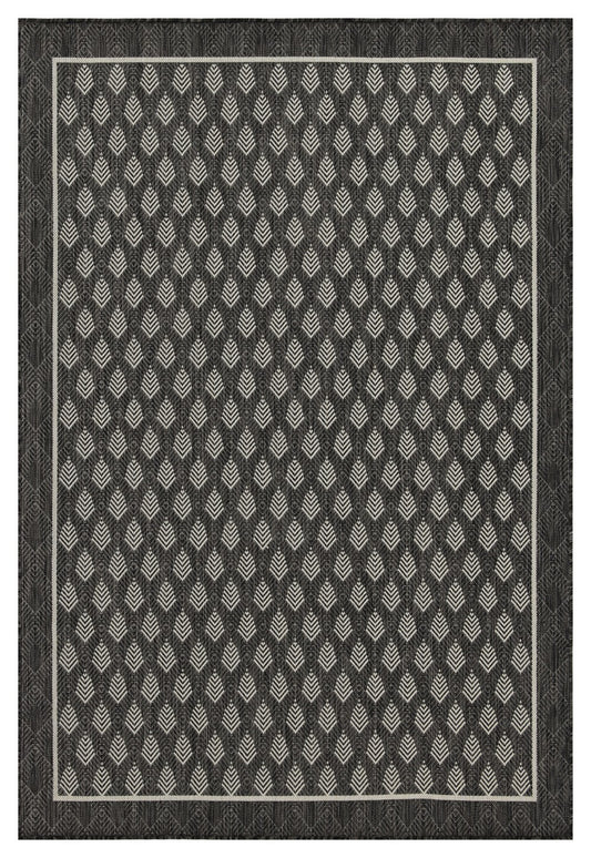 Indoor/Outdoor Area Rug, Flatweave, 2 ft 7 in x 7 ft 3 in, PP Yarn, Durable Easy-Clean Anthracite