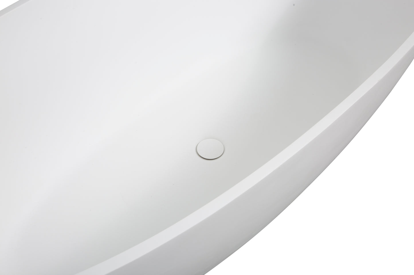 Luxury 65" Matte White Freestanding Soaking Bathtub, Handcrafted Solid Surface with Overflow and Pop-up Drain
