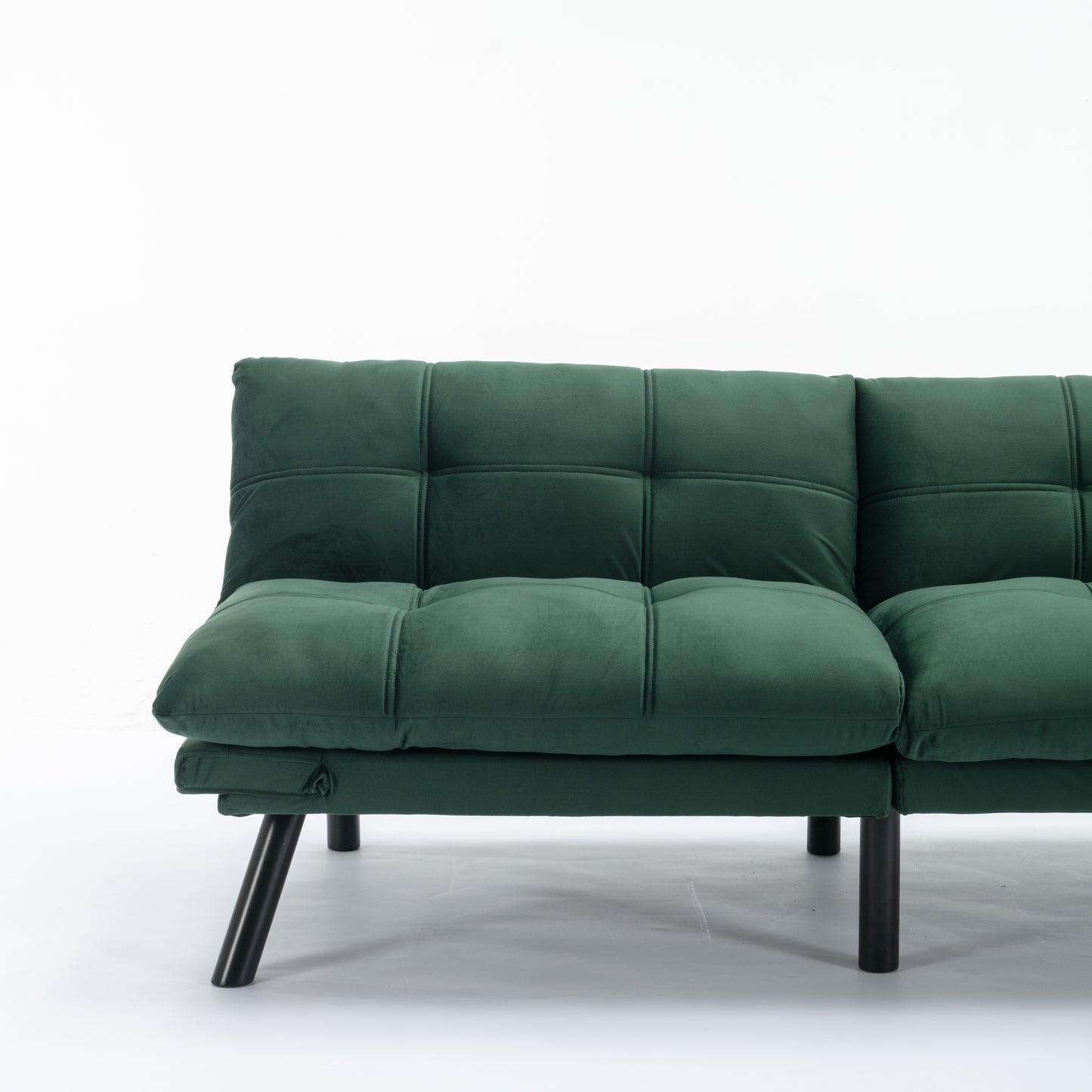 2-Seater Convertible Sofa Bed with Adjustable Backrest and Armrests, Foam Upholstery, Pine Frame Emerald