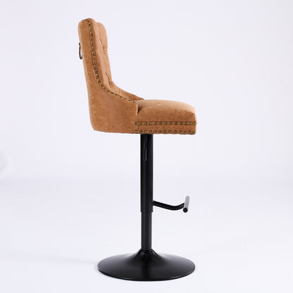 Orange Aged Retro PU Swivel Bar Stools Tufted Back