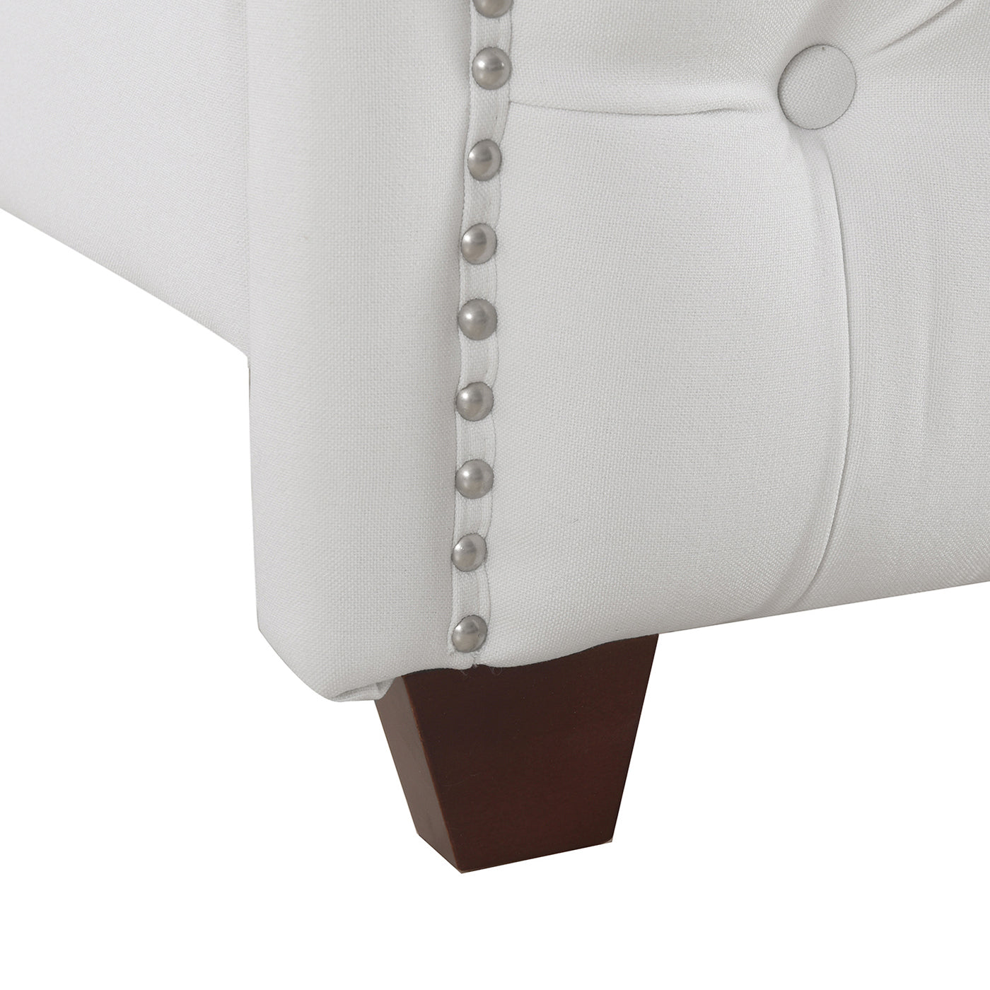 Marcella Luxe King Bed Set with Upholstered Shelter Headboard in Bright White