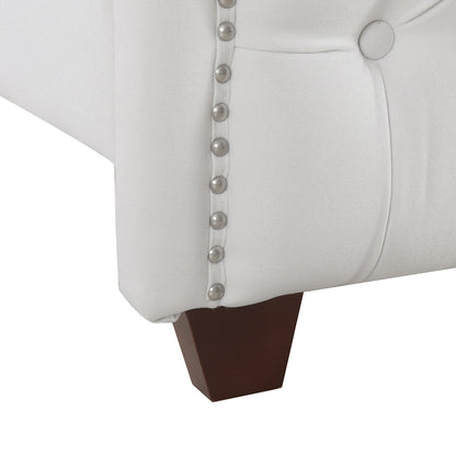 Marcella Luxe King Bed Set with Upholstered Shelter Headboard in Bright White