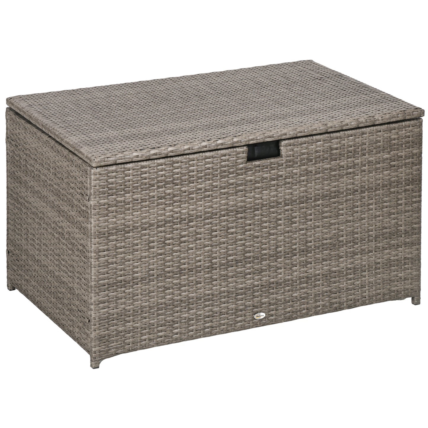 113 Gallon Rattan Style Outdoor Storage Box Waterproof Deck Box For Cushions Pool Toys Tools Gray