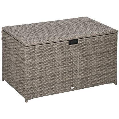 113 Gallon Rattan Style Outdoor Storage Box Waterproof Deck Box For Cushions Pool Toys Tools Gray