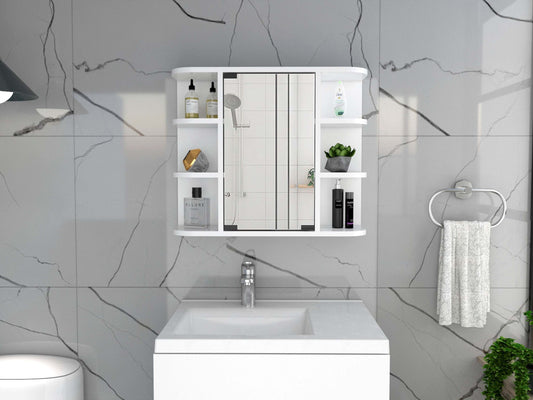 Valdez Medicine Cabinet With Six Shelves, Mirror Cabinet