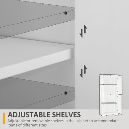 Freestanding White Farmhouse Kitchen Pantry Cabinet with Adjustable Shelves and Barn Doors