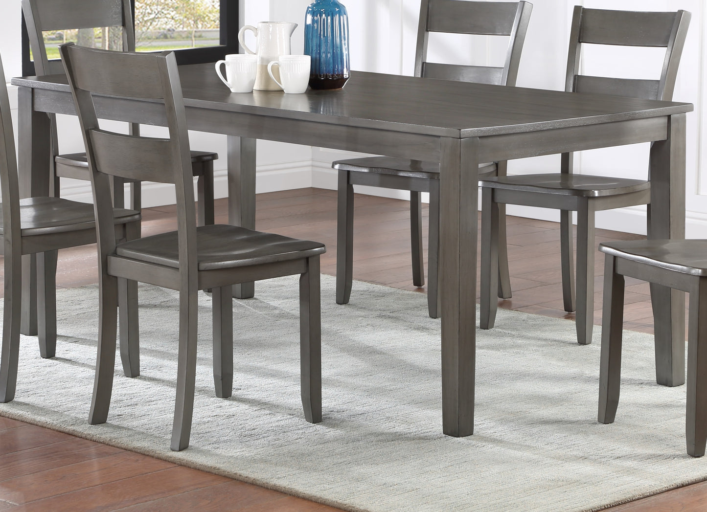 Rectangular Dining Table Wood Base Dining Room Gray Finish