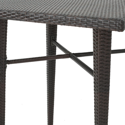 32-Inch Square Wicker Bar Table, Rattan Outdoor Patio Counter Height Table, 41-Inch Tall, 34.9 Lbs Brown