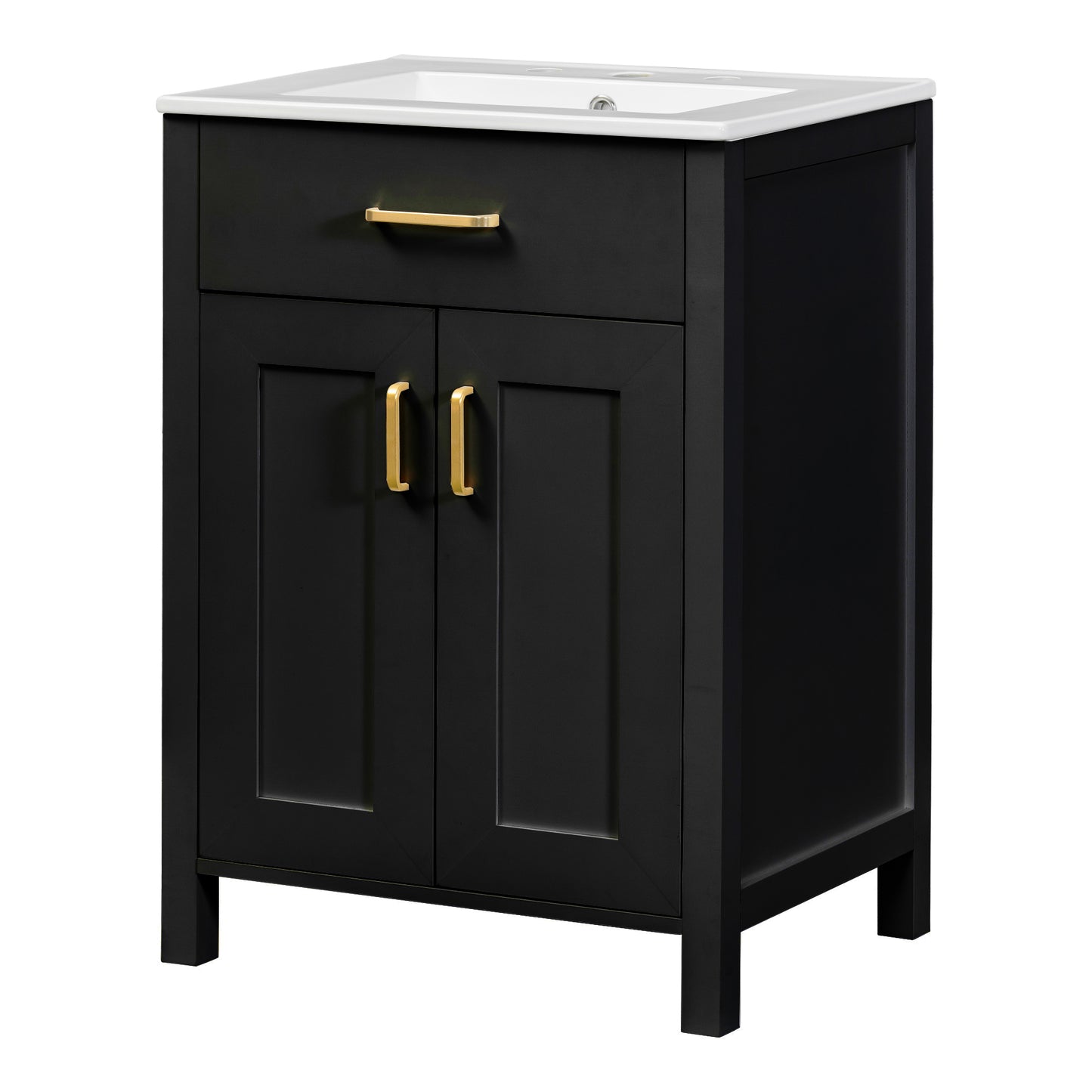 Compact 24" Luxurious Bathroom Vanity Combo with Ceramic Sink and Soft Close Doors