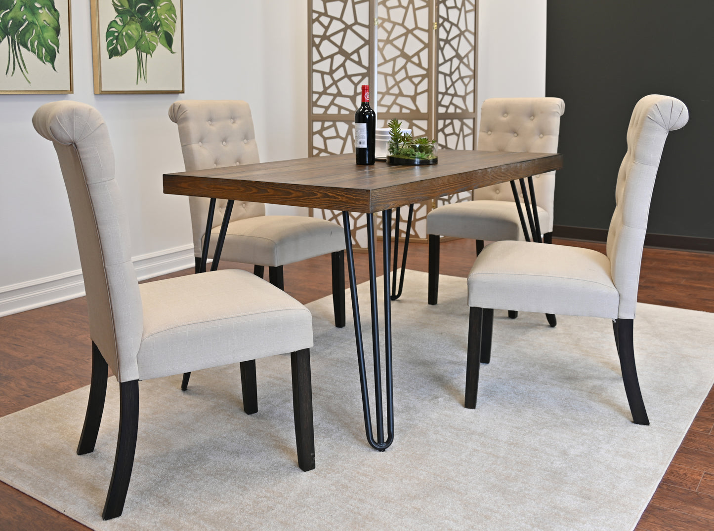 Mid Century Hairpin Dining Set 4 Chairs Five Color Options