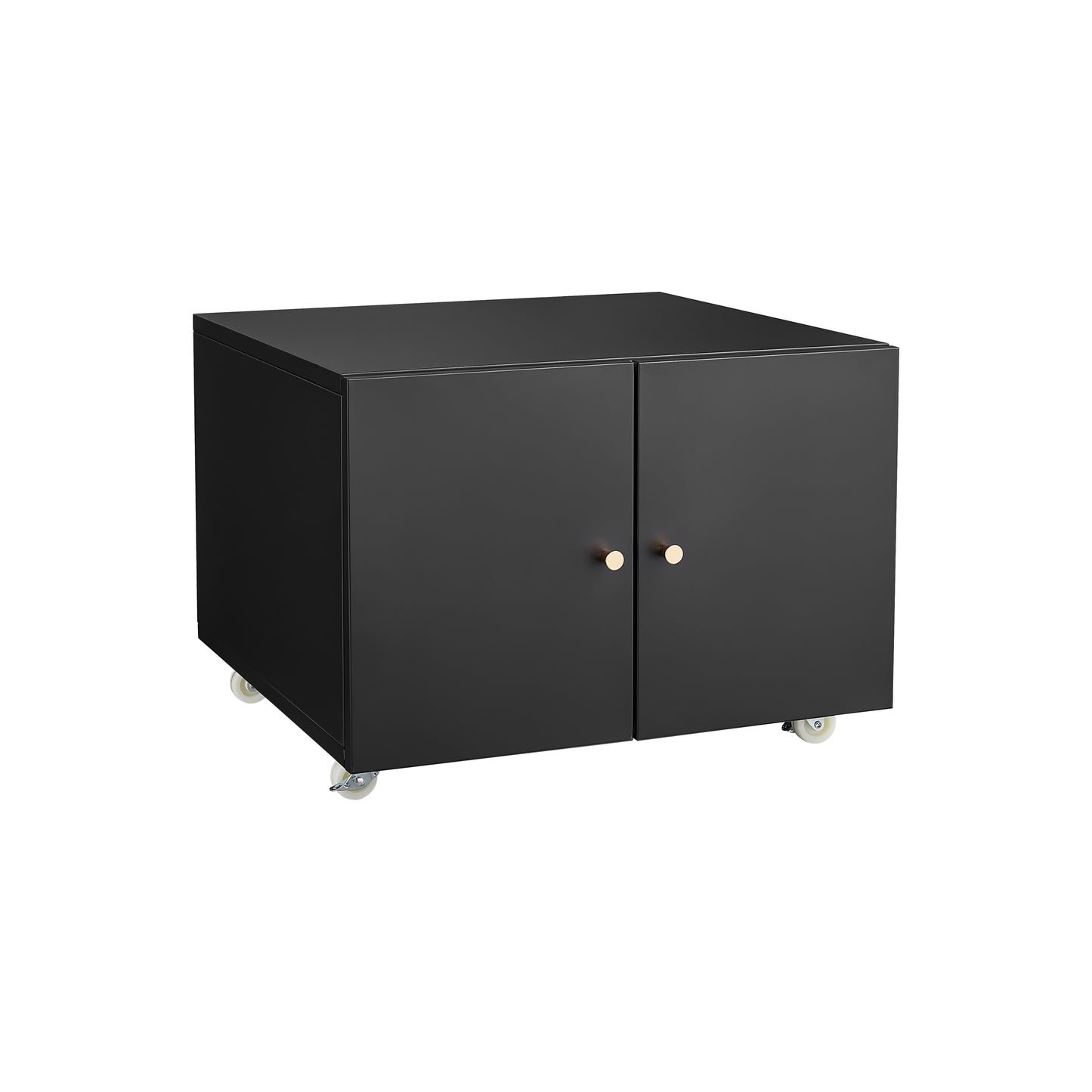 Mobile Black Steel Copier Cabinet with 2 Doors and Adjustable Storage