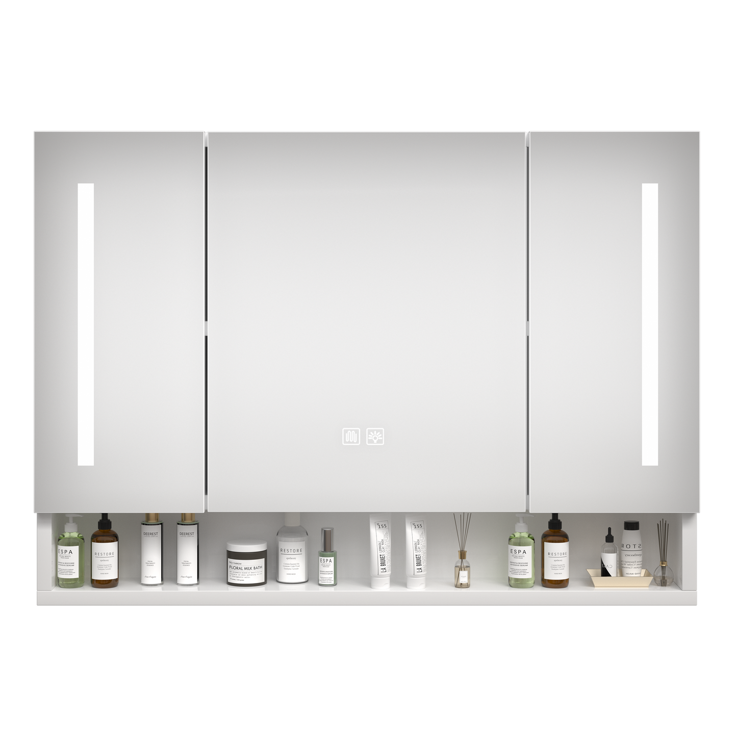 Modern 39x28 inches bathroom cabinets, medicine cabinets with mirrors and LED lights, bathroom storage cabinet with multilevel storage compartments