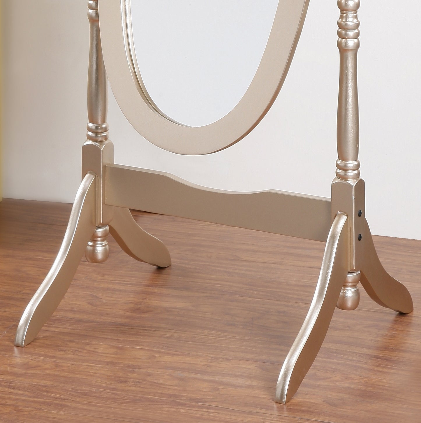 Antique-Inspired Gold-Finished Wood Cheval Mirror in Queen Anna Style
