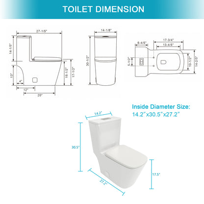 Modern One-Piece Ceramic Toilet with Dual Flush and Soft-Close Seat