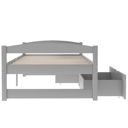 Gray Twin Platform Bed with Spacious Under-Bed Drawers