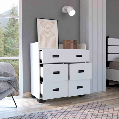 Modern White Alyn Dresser with Four Drawers and Superior Top