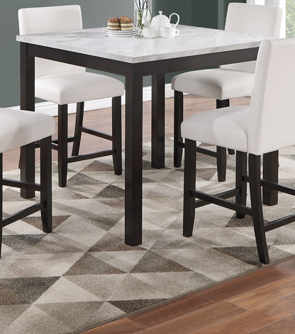 Counter Height Dining Set Faux Marble Table 4 Chairs White