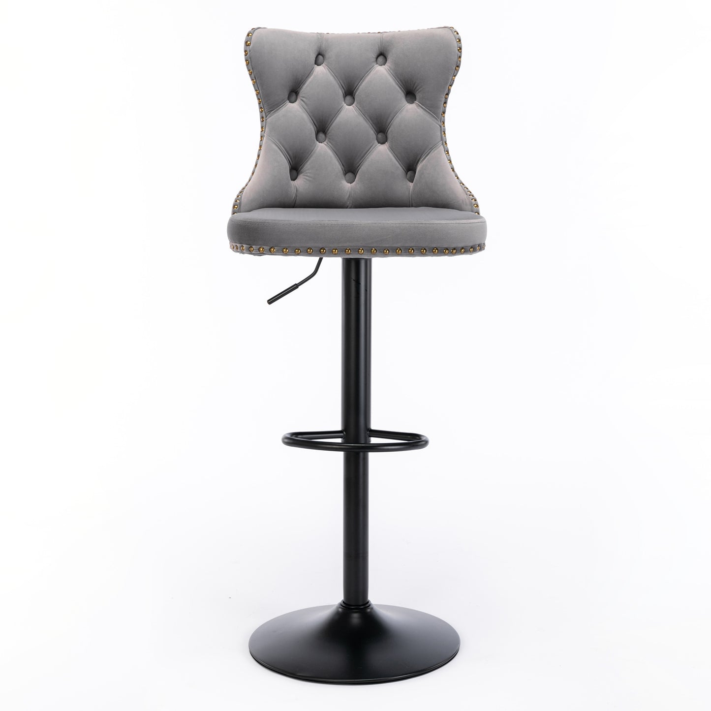 AA Velvet Swivel Bar Stools Adjustable 25 33 Gray Set of 2