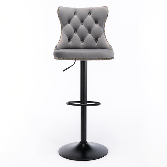 AA Velvet Swivel Bar Stools Adjustable 25 33 Gray Set of 2