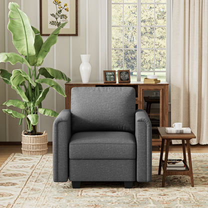 Modular Sectional Sofa with Storage, 27in Seats, Converts to L/U-Shape or Sofa Bed, Memory Foam Gray