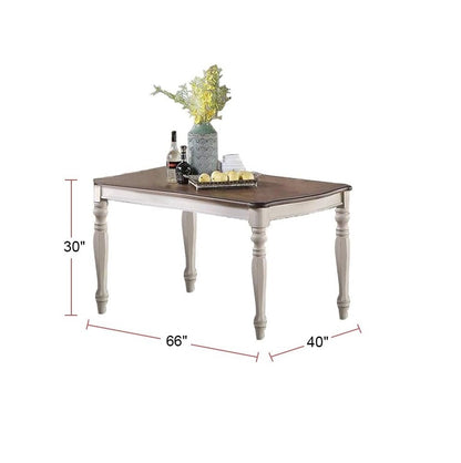 Transitional Dining Table Rectangle Oak Top Antique White