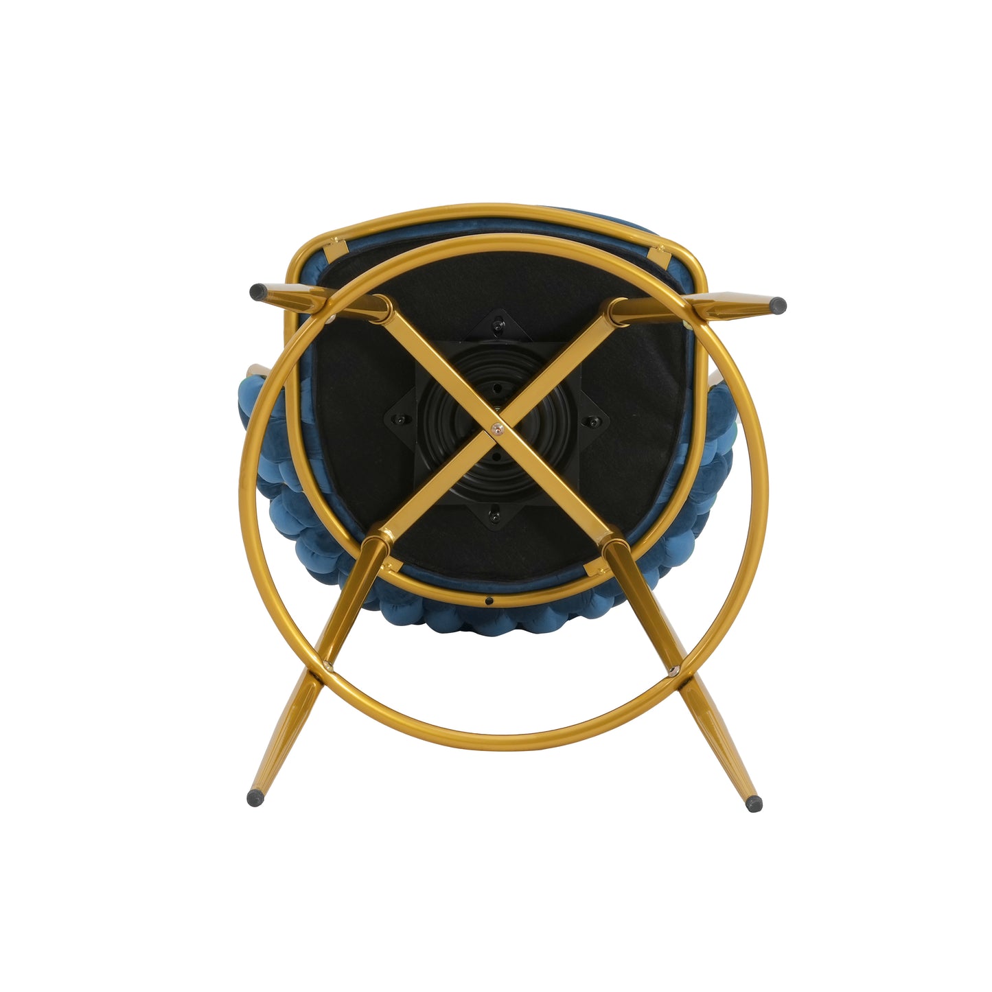 Swivel Counter Height Bar Stools Set of 2 Blue Gold Legs