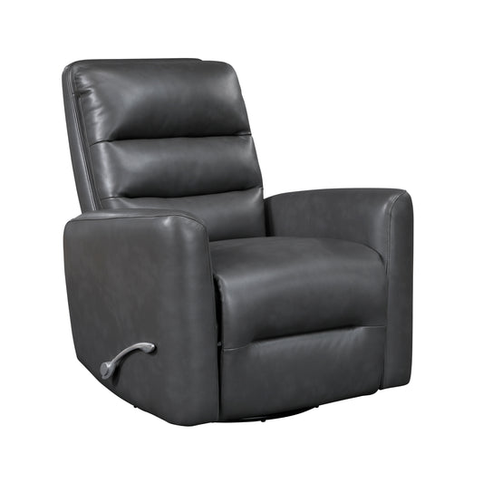 Swivel Glider Recliner with 360-degree Motion, Faux Leather Upholstery, Wood Frame, Living Room Gray