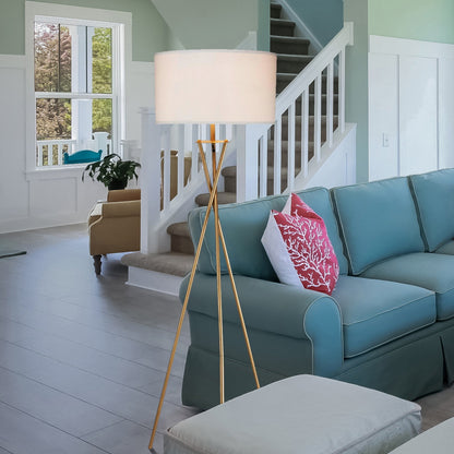 64.5-Inch Tall Metal Floor Lamp Hourglass, E26 Socket, 100W Max, Rotary Switch, Black Cord, Matte Gold