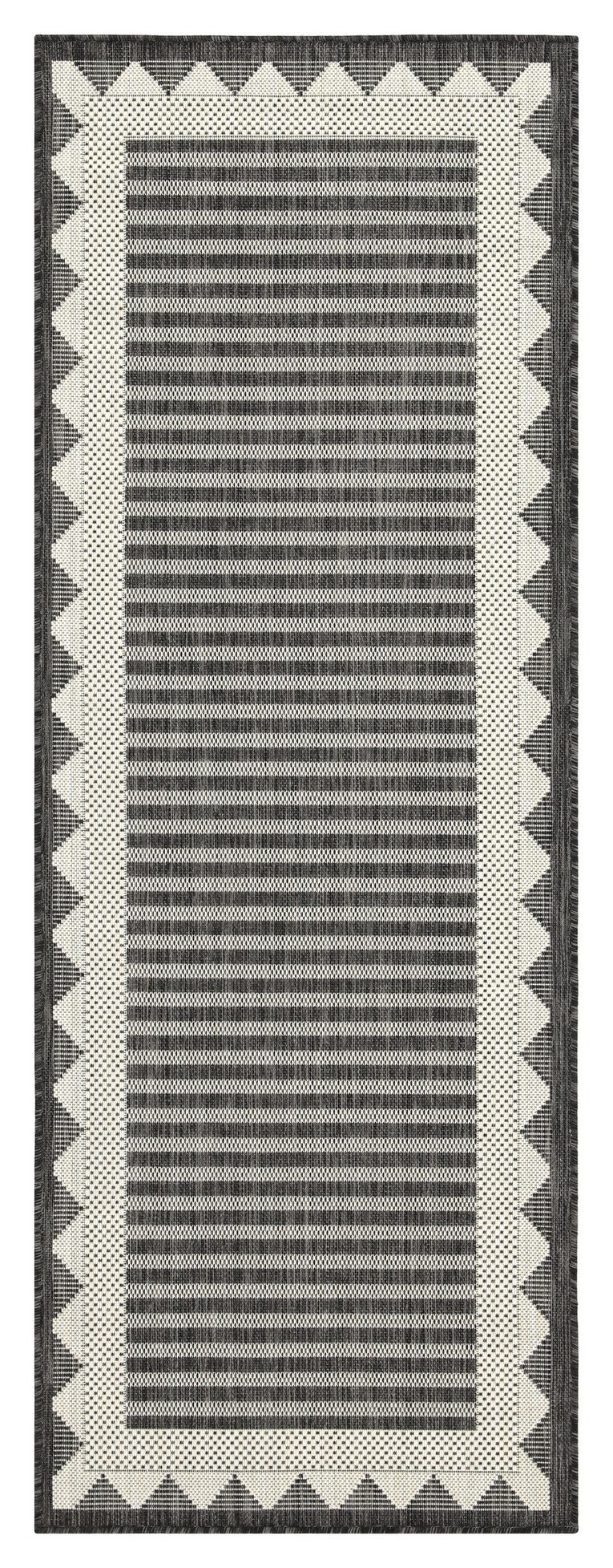 Indoor/Outdoor Area Rug, 7 ft 3 in x 2 ft 7 in, Polypropylene, Durable, Patio or Living Room, Anthracite