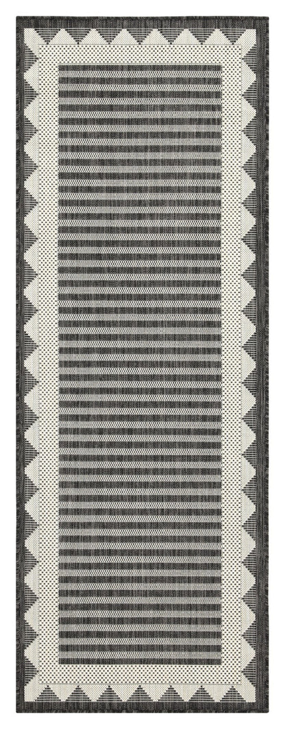Indoor/Outdoor Area Rug, 7 ft 3 in x 2 ft 7 in, Polypropylene, Durable, Patio or Living Room, Anthracite