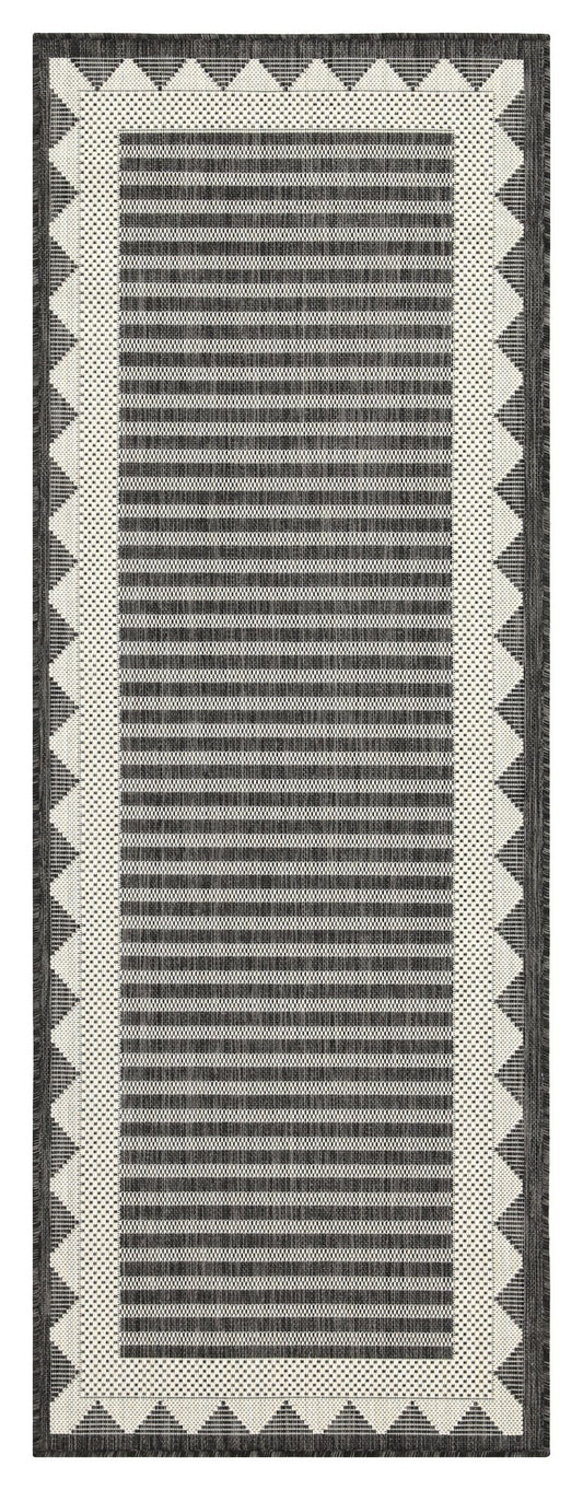 Indoor/Outdoor Area Rug, 7 ft 3 in x 2 ft 7 in, Polypropylene, Durable, Patio or Living Room, Anthracite