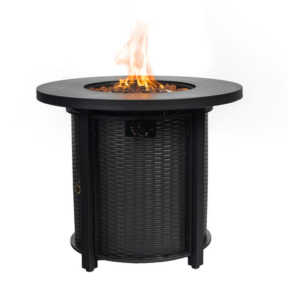 30 Inch Round Propane Fire Pit Table With 50000 BTU Steel Outdoor Patio Deck Garden Courtyard For Warm Gatherings Black