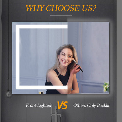 Illuminated Anti-Fog Bathroom Vanity Mirror 48x36 Inch with Dimmable LED Lights