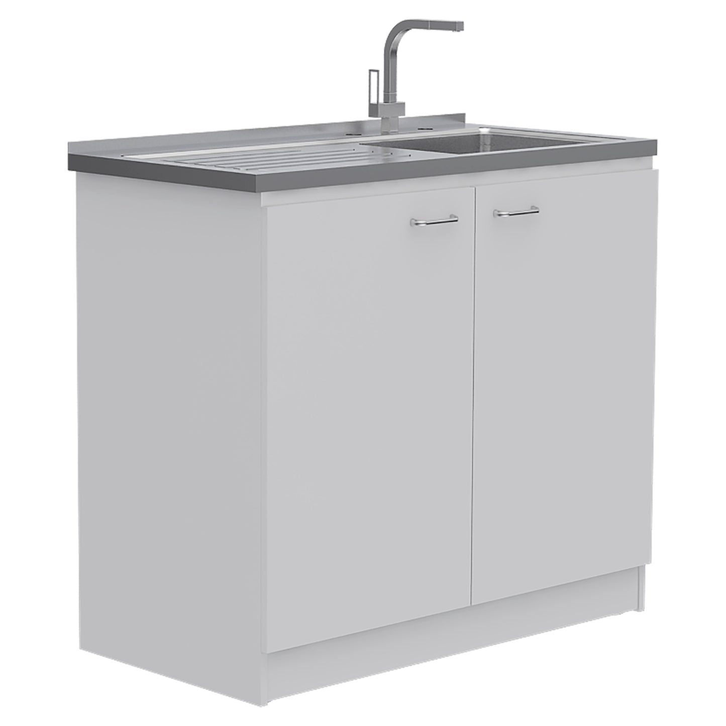 Oklahoma Modern Utility Sink Cabinet with Stainless Steel Top and Double Doors