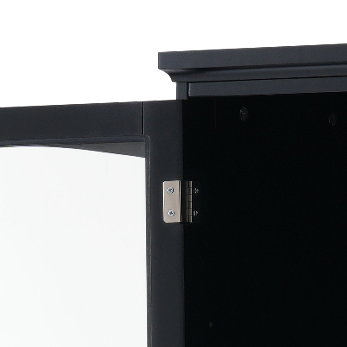 63" Tall Bathroom Storage Cabinet with Glass Doors, Free-Standing, Two Drawers, and Adjustable Shelves, MDF Board, Painted Black - Perfect for Displaying Your Favorite Items