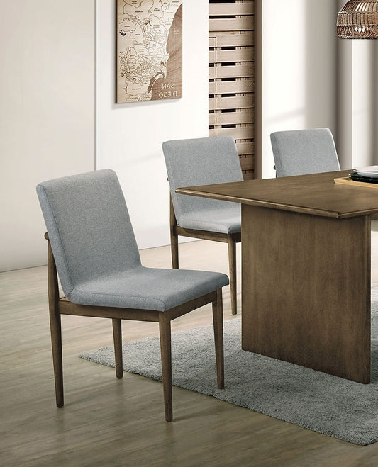 Set of 2 Mid-Century Dining Chairs, Solid Wood Frame, Upholstered Seats, 19W x 22.75D x 34.5H Light Gray