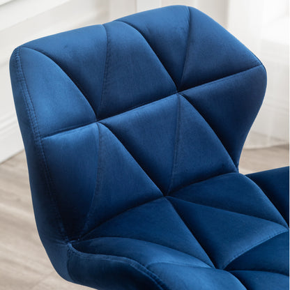 Blue Velvet Diamond Tufted Adjustable Swivel Office Chair