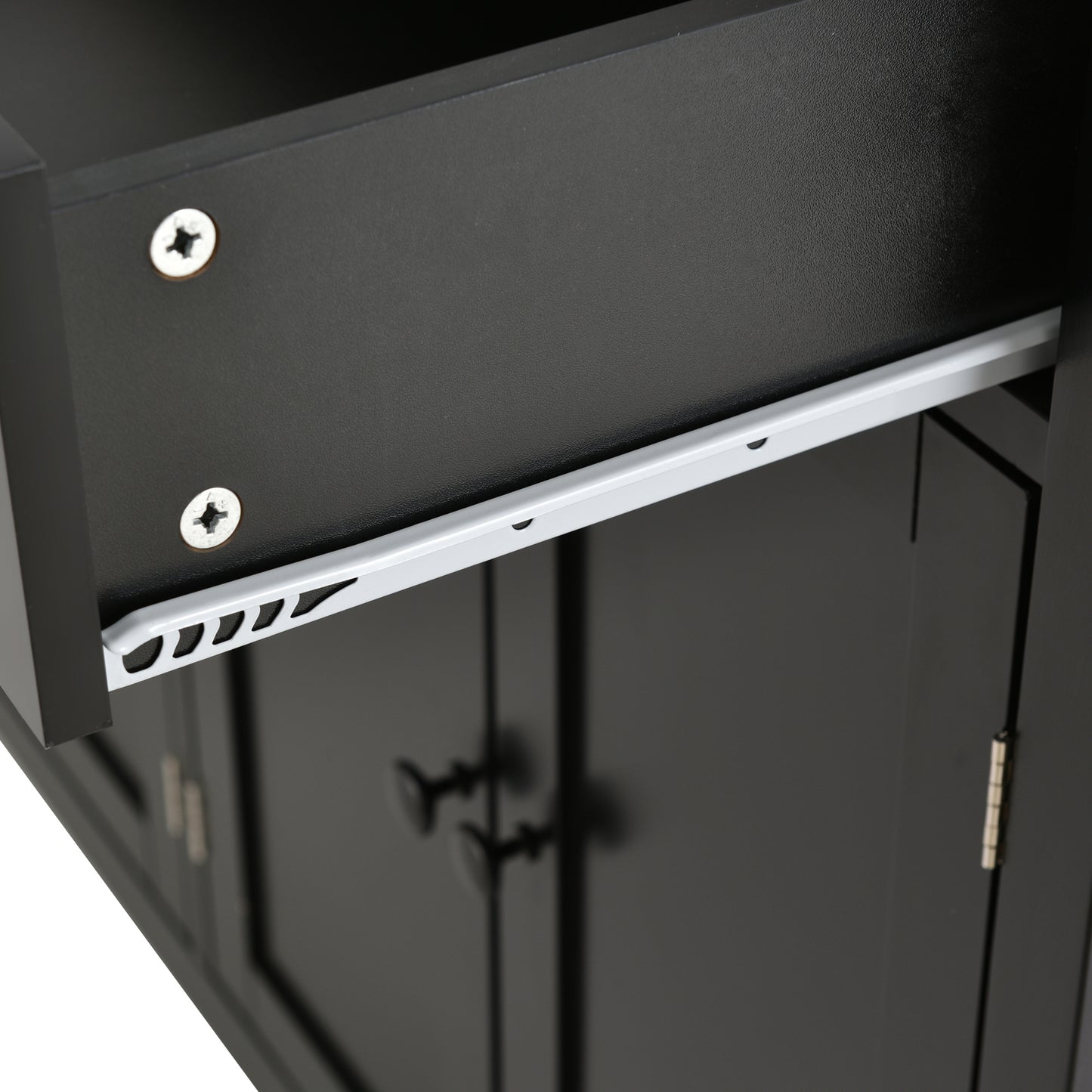 Versatile Kitchen Island Cart with Locking Wheels, Solid Wood Top, Ample Storage and Spice Rack (Black)