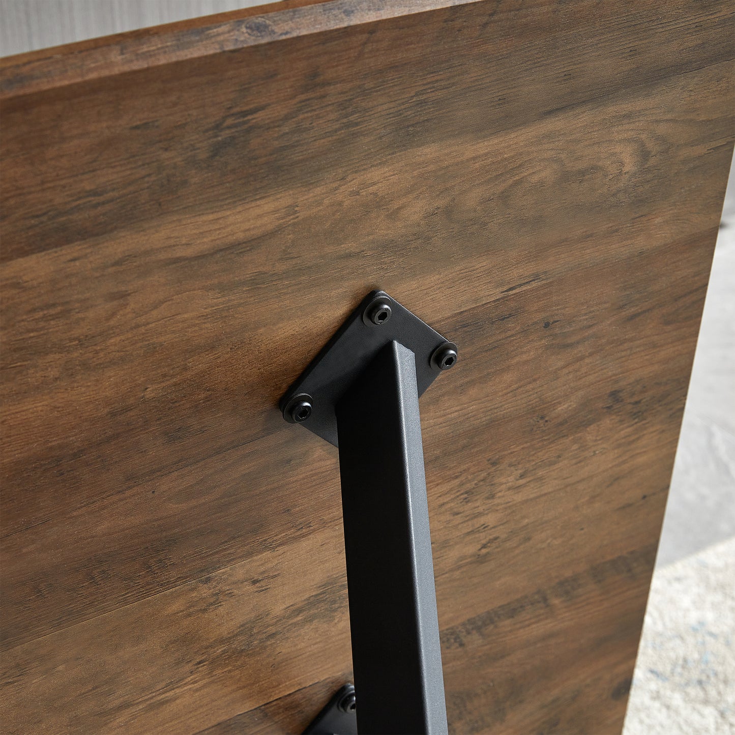 Dining Table MDF Top Metal Legs Walnut And Black Finish